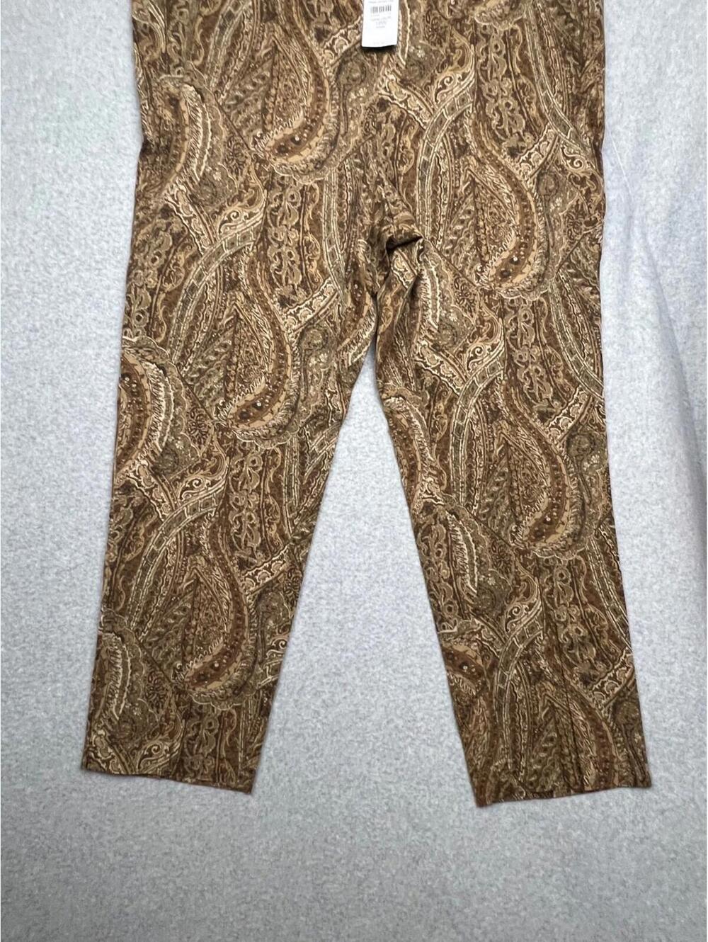 J. Jill Paisley Pull On Pants Women's Plus Sz 18 W Brown Casual Simple Modern - Picture 10 of 12